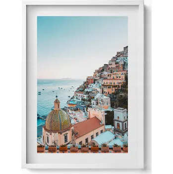 Obraz Obraz s rámem a grafikou na zeď Positano Pobřeží Amalfi Itálie 50x70 cm