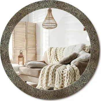 Zrcadlo Zrcadlo nástěnné s ozdobným skleněným rámem Květinový ornament fi80 cm