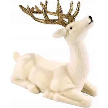 Obraz SOB VELUROVÝ LEŽÍCÍ ECRU SE ZLATÝM PAROHEM