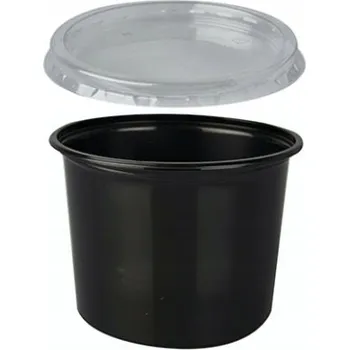 Jednorázové nádobí Černé misky na omáčky/dip + víčka, sada SOS DIP 100ml, 100 ks