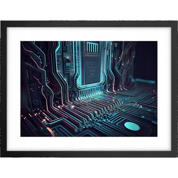 Obraz Obraz plakát v černém rámu do obýváku 40x30, foto technologie na zeď