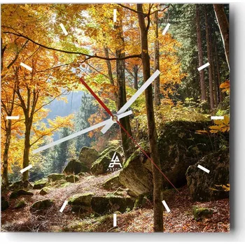 Hodiny Velké nástěnné hodiny 40x40 Krajina Skleněné hodiny Tiché