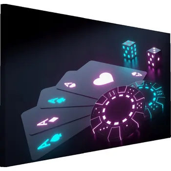 Obraz Nástěnný obraz Neonové kostky, žetony 90x60