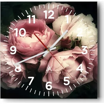 Hodiny Nástěnné hodiny do obýváku 40x40 Květiny Tichý chod Skleněné hodiny