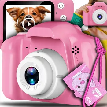 Digitální fotoaparát DĚTSKÝ DIGITÁLNÍ FOTOAPARÁT pro děti, růžový + 4GB KARTA