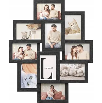 Rám na obraz RAMKA NA ZDJĘCIA KOLAŻ MULTIRÁM FOTORÁMEČEK VELKÝ 10 FOTOGRAFIÍ 10x15 CM SONGMICS