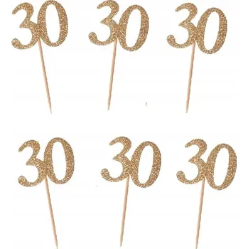 Jedlá dekorace na dort Zápichy na dort dekorace k 30. narozeninám ZLATÉ