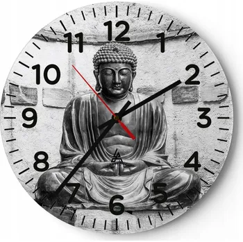 Hodiny Kuchyňské nástěnné hodiny 30x30 Buddha Moderní skleněné hodiny do obýváku Tiché