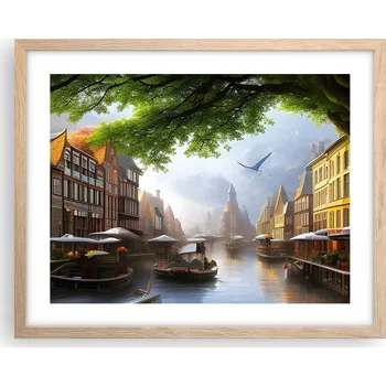 Obraz Obraz plakát na zeď v rámu světlý dub 50x40 staré město foto do obýváku