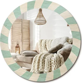 Zrcadlo Dekorativní nástěnné zrcadlo s potiskem Retro pastelový vzor, průměr 70 cm