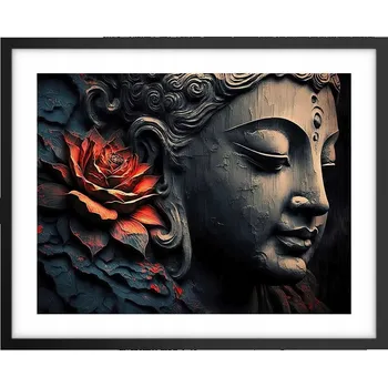 Obraz Foto obraz, plakát na zeď v černém rámu 50x40 Buddha, plakáty do obýváku