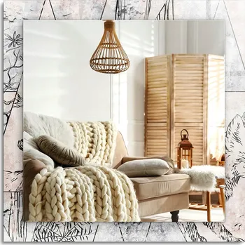 Zrcadlo Zrcadlo s potiskem do koupelny ložnice obývacího pokoje Jelen liška rostliny 60x60 cm