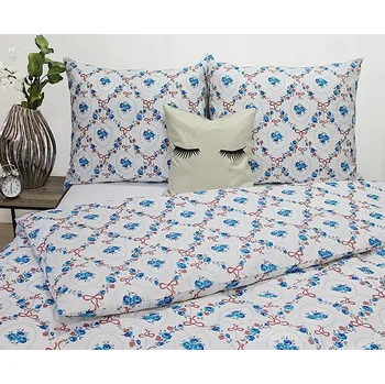 Povlečení Povlečení bavlněné 100% 220x200 modré stuhy romantické
