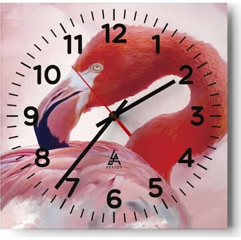 Hodiny Nástěnné hodiny do obýváku 40x40 Plameňák Bezhlučné hodiny na skle Tiché