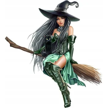 Samolepicí dekorace na vozidlo SAMOLEPKA na auto ČARODĚJNICE NA KOŠTI Witch Žena Woman 15x13,5 TISK