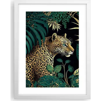 Obraz Obraz plakát v bílém rámu do obýváku 30x40 leopard foto plakáty na zeď