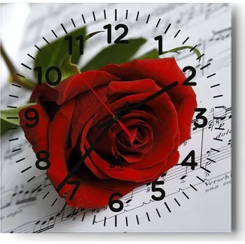 Hodiny Nástěnné hodiny do obýváku 40x40 Květiny Tichý chod Skleněné hodiny