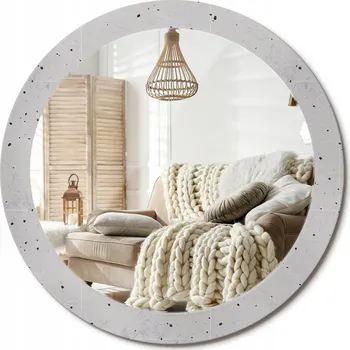 Zrcadlo Zrcadlo premium se skleněným ozdobným rámem s potiskem Betonová textura průměr 80 cm
