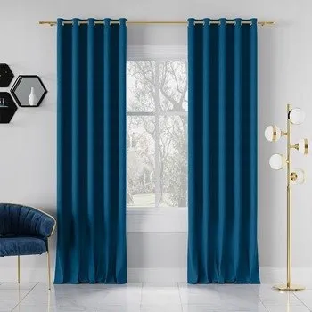 Obraz HOTOVÝ ZÁVĚS 140x270 CM S KOLEČKY TMAVĚ MODRÝ MILAS