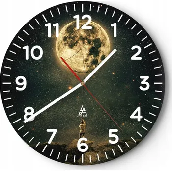 Hodiny Kuchyňské nástěnné hodiny 30x30 Měsíc Moderní skleněné hodiny do obýváku Tiché