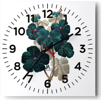 Hodiny Nástěnné hodiny do obýváku 40x40 Rostlina Bezhluké hodiny na skle Tiché