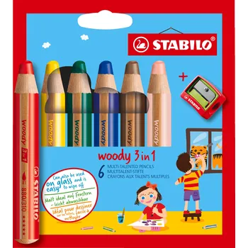Pastelka Pastelky Stabilo Woody 3v1 6 Kusů + ořezávátko