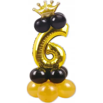 Balónek SADA BALÓNKŮ ZLATÝ BALÓN ČÍSLICE S KORUNKOU 6
