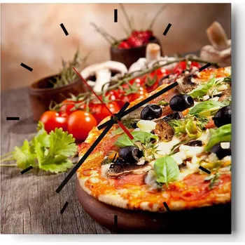 Hodiny Nástěnné hodiny do kuchyně 30x30 Gastronomie Stylové hodiny na skle Loft Tiché