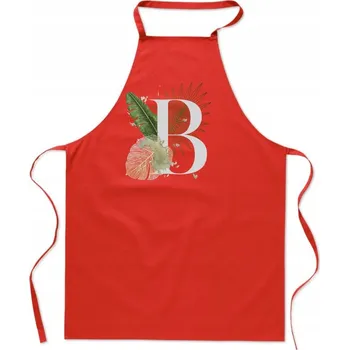 Kuchyňská zástěra KUCHYŇSKÁ ZÁSTĚRA červená S PÍSMENEM B jméno Bartek Beata Basia FA_407_cw