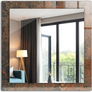 Zrcadlo Zrcadlo do koupelny ložnice obývacího pokoje s potiskem Zrezivělý kov 60 x 60 cm