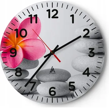 Hodiny Nástěnné hodiny do obýváku 40x40 Květ Kulatý Skleněné hodiny Loft Tiché