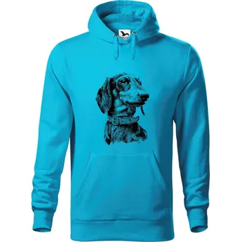 Dámská mikina Mikina - Jezevčík Barva: Modrá - tyrkysová (44), Velikost: S, Střih: Pánské