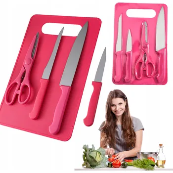 Kuchyňský nůž Sada univerzálních kuchyňských nožů s prkénkem na krájení, 5 ks