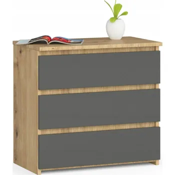Noční stolek Akord noční stolek CL3 60 cm 3 zásuvky - dub artisan - grafit šedá 60 x 57 x 35