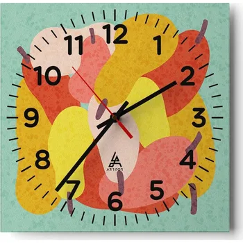 Hodiny Kuchyňské nástěnné hodiny 30x30 Ovoce Skleněné hodiny do obýváku Moderní Tiché