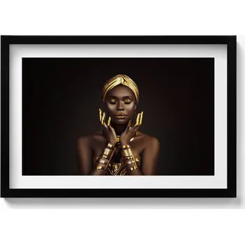 Obraz Dekorativní nástěnný obraz v černém rámu Portrét africké ženy 60x40 cm