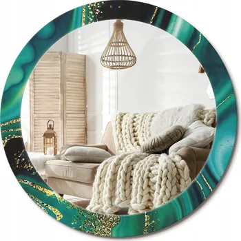 Zrcadlo Zrcadlo nástěnné s ozdobným skleněným rámem fi 80 cm Smaragdový mramor