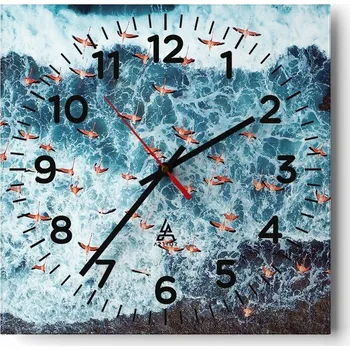 Hodiny Kuchyňské nástěnné hodiny 30x30 Ptáci Skleněné hodiny do obýváku Moderní Tiché