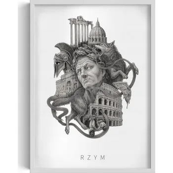 Obraz Ozdobný nástěnný obraz v rámu Monochromatický Řím Koloseum Pizza 50x70 cm