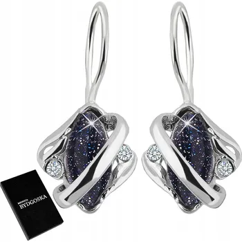 Náušnice STŘÍBRNÉ NÁUŠNICE NOC KÁHIRY RHODIOVANÉ VISACÍ STŘÍBRO 925 PRO ŽENU