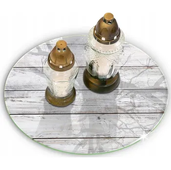 Obraz Podložka pod svíčky na hrob s potiskem na pomník Světlé dřevěné desky průměr 30 cm