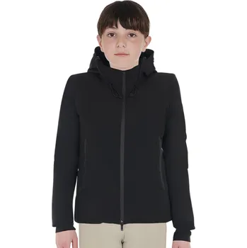 Equestro Unisex dětská nepromokavá a větruodolná nylonová bunda, 12let, černá