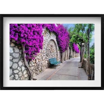 Obraz Moderní nástěnná dekorace Cesta s květinami na Capri v Itálii 70x50 cm