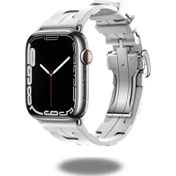 Příslušenství k chytrým hodinkám Silikonový barevný řemínek s motýlkovou kovovou sponou pro Apple Watch 42/44/45/46/49mm Barva: Bílá, Typ: 3