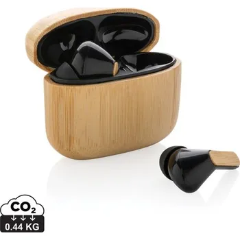 Sluchátka TWS sluchátka z RCS RPET a bambusu, Firemní dárkové předměty s vlastním potiskem