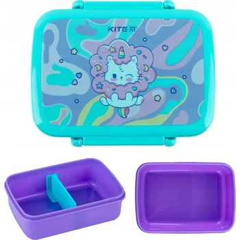Svačinový box LUNCHBOX SVAČINOVÝ BOX S PŘIHRÁDKAMI DO ŠKOLY 420 ml S KOČKOU KITE