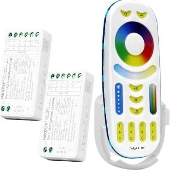 LED osvětlení Zónové ovládání LED pásků RGB RGBW RGB+CCT MiBoxer 2 ovladače + dálkový ovladač