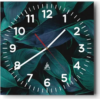 Hodiny Nástěnné hodiny do obýváku 40x40 Listy Tiché Skleněné hodiny Bez hlučnosti