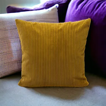 Povlak na dekorativní polštářek Hořčicový dekorativní povlak na polštář s proužky 40x60