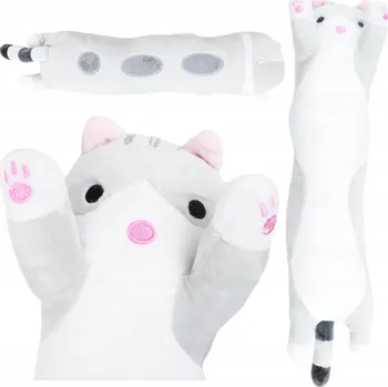 plyšák DLOUHÝ KOCOUR PLYŠOVÁ HRAČKA POLŠTÁŘ PLYŠÁK KOČKA 50cm XXL